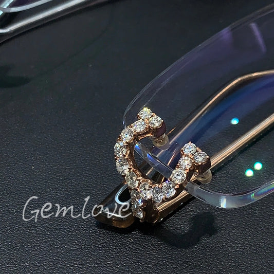 18K yellow lab-grown diamond rimless glasses